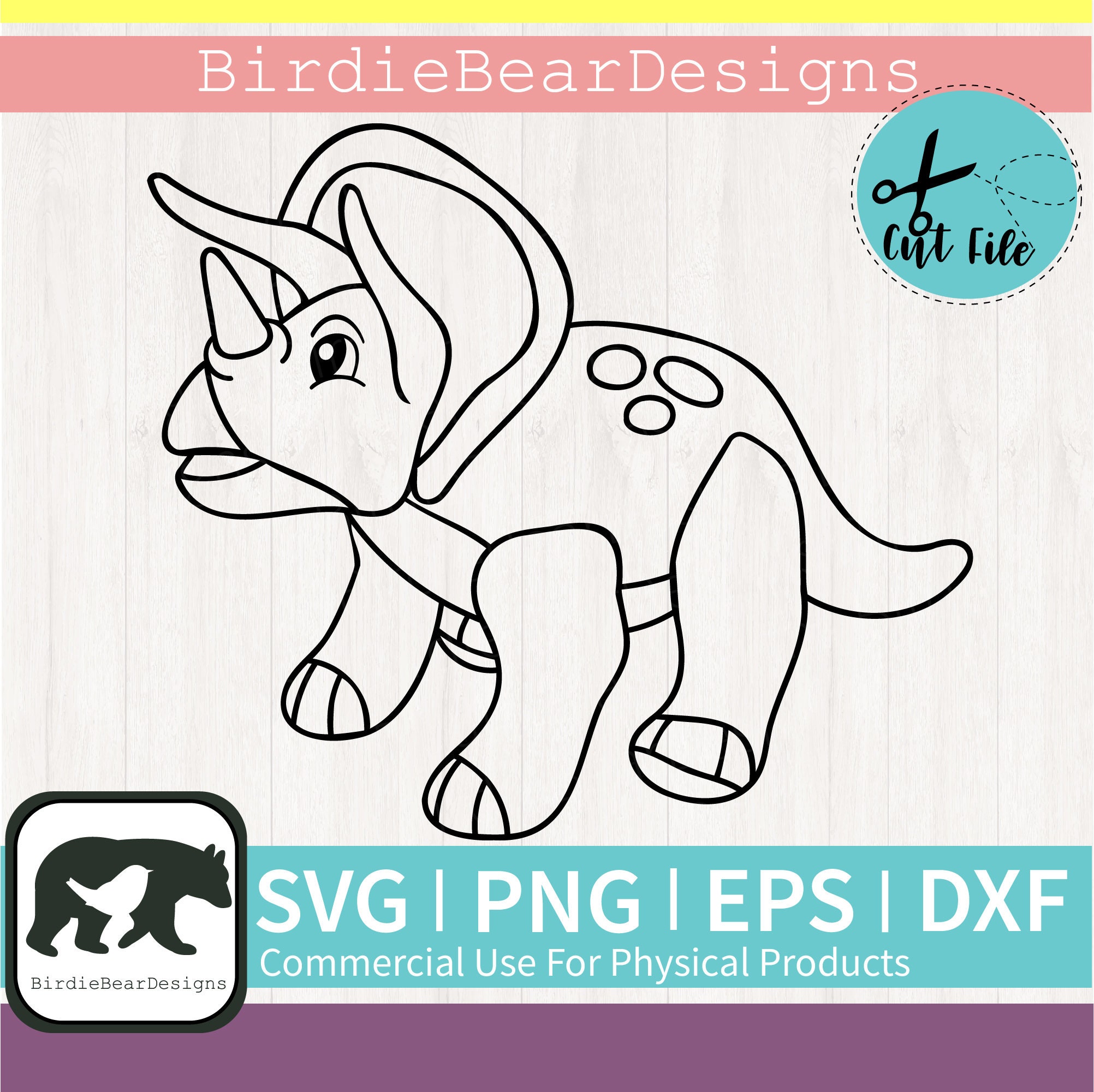 Dinosaur SVG Dinosaur Outline SVG Triceratops Svg - Etsy