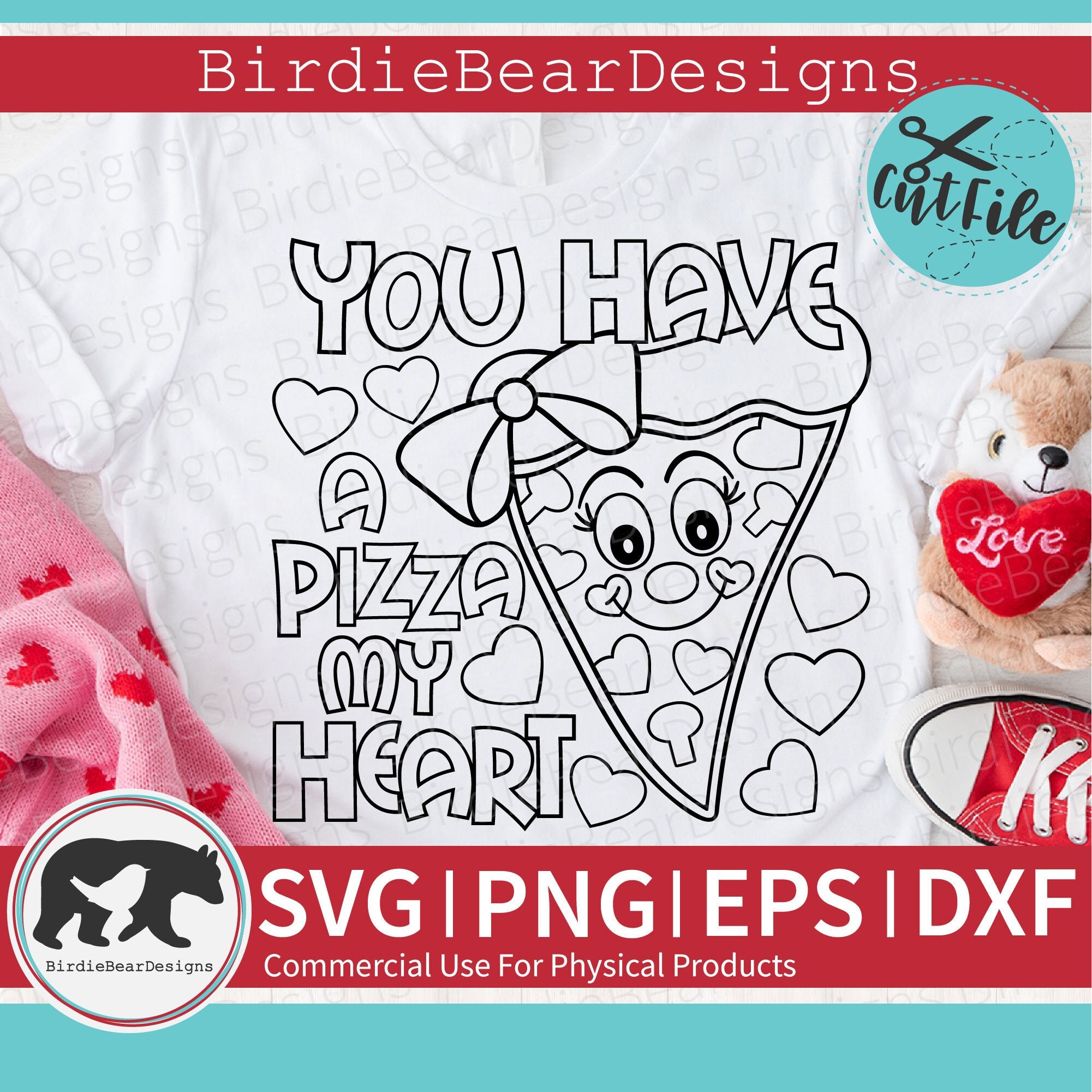Pizza My Heart SVG - Valentines Coloring Svg - Pizza Valentine Svg - Pizza Coloring Page - Pizza Slice Svg - Funny Valentine Svg - Pizza Svg