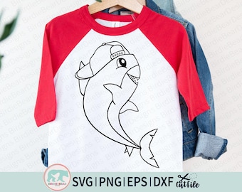 Tubarão SVG, Clipart de Tubarão, Tubarão Branco SVG, Tubarão para Colorir SVG, Tubarão Fofo SVG, Arquivos SVG de Tubarão, Tubarão Menino SVG, SVG para Colorir, PNG, DXF