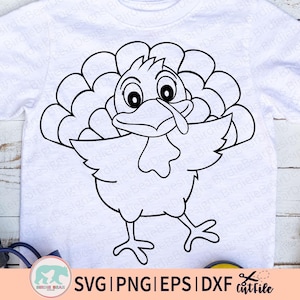 Turkey Outline Svg, Fall Coloring Svg, Turkey Svg for Kids, Thanksgiving Turkey Svg, Cute Turkey Svg, Png, Turkey Face Svg, Funny Turkey Svg