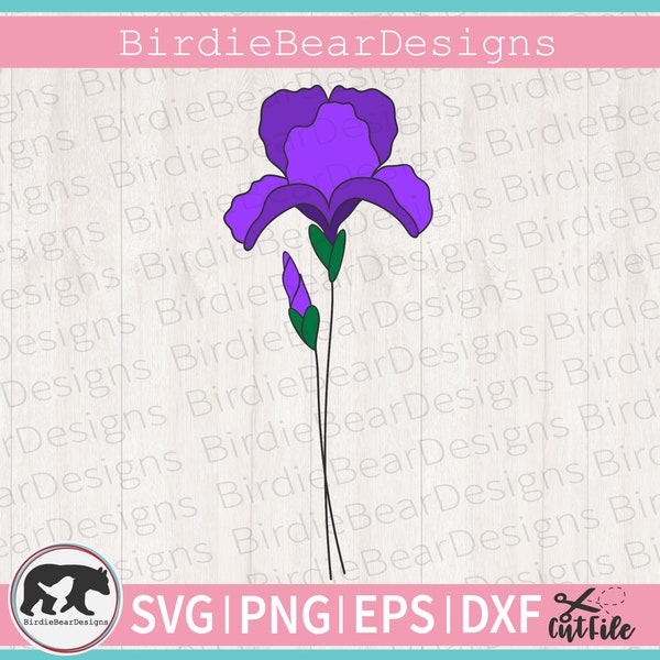 Birth Month Flower Svg, Iris Svg, Layered Flower Svg, Birth Flower Svg, Iris Flower Svg, Birth Flower Clipart, Wildflower Svg, Botanical Svg