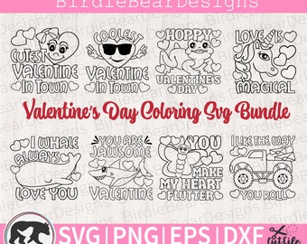Valentine Coloring Svg, Valentine Coloring Shirts Svg, Kids Coloring Svg, Kids Valentines Svg Bundle, Coloring Page Svg, Coloring Shirt Png