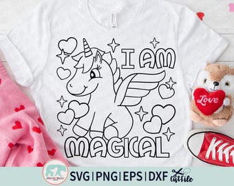 Unicorn Svg, Unicorn Clipart, Unicorn Png, Unicorn Coloring Svg, Coloring Shirt Svg, Unicorn Vector, Unicorn Svg File, Unicorn Coloring Page
