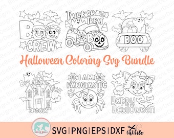 Halloween Coloring Svg, Halloween Coloring Shirt Svg, Halloween Svg Bundle, Halloween Coloring Page, Trick or Treat Svg, Boo Svg, Spooky Svg