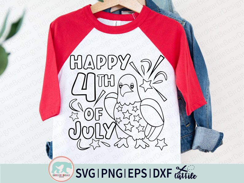 4th of July Coloring Svg, Happy 4th of July Svg, Bald Eagle Svg, Eagle Cut File, Bald Eagle Outline, Kid 4th of July Svg, Coloring Shirt Svg image 1