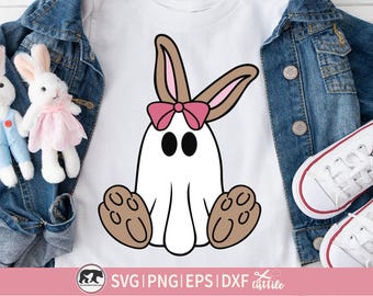Bunny Ghost Svg, Spooky Easter Png, Easter Ghost Svg, Kids Easter Svg, Bunny Ears Svg, Girl Easter Svg, Cute Ghost Easter Svg, Creepy Easter