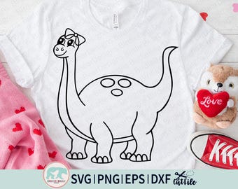 Dinozaur Svg, Dinozaur z kokardą Svg, Clipart Dinozaurów, Zarys Dinozaura Svg, Kolorowanka Svg, Uroczy Dinozaur Svg, Dziewczyna Dinozaur Svg, Dino Svg