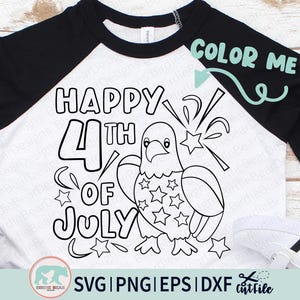 4th of July Coloring Svg, Happy 4th of July Svg, Bald Eagle Svg, Eagle Cut File, Bald Eagle Outline, Kid 4th of July Svg, Coloring Shirt Svg image 3