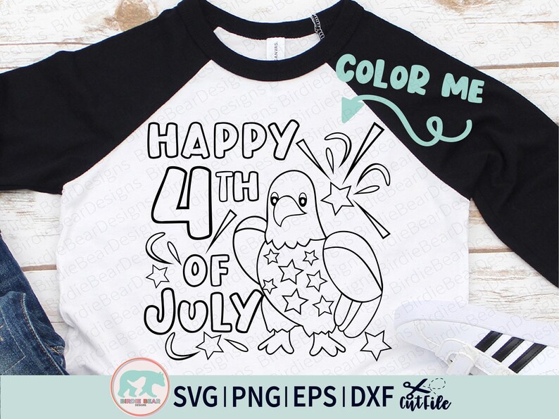 4th of July Coloring Svg, Happy 4th of July Svg, Bald Eagle Svg, Eagle Cut File, Bald Eagle Outline, Kid 4th of July Svg, Coloring Shirt Svg image 3