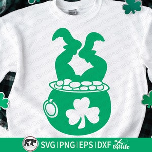 Leprechaun Svg, Leprechaun Clipart, Shamrock Svg, Pot of Gold Svg, St Patricks Day Svg, Leprechaun Silhouette, Clover Svg, Lucky Svg Png Dxf