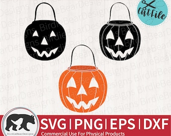 Cubo de caramelo de calabaza SVG - Cubo de calabaza Svg - Cubo de caramelo Svg - Truco o trato Svg - Cubo de calabaza Svg - Niños Halloween Svg Dxf Png