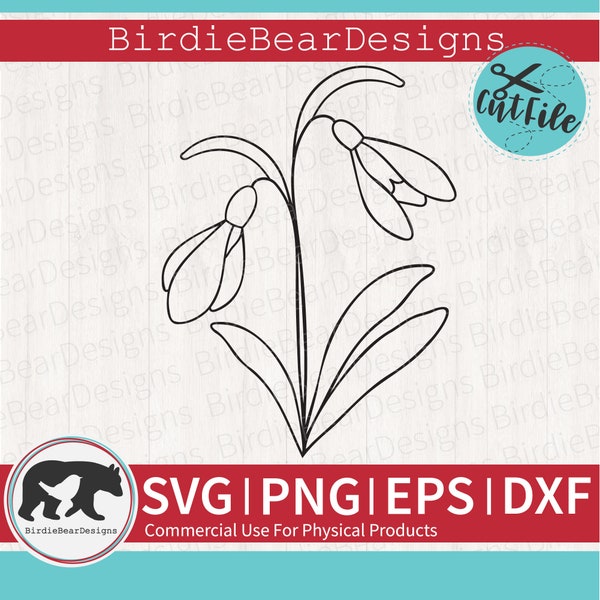 Snowdrop Svg, Snowdrop Flower, Flower Outline Svg, Snowdrop Clipart, Floral Bouquet Svg, Png, Snowdrop Cut File, Birth Flower Svg, Dxf, Eps