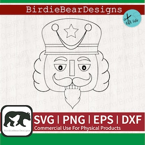 Cara De Quebra-nozes SVG - Quebra-nozes Svg - Quebra-nozes Clipart - Quebra-nozes Coloring Svg - Christmas Coloring Svg - Christmas Outline Svg Png Dxf