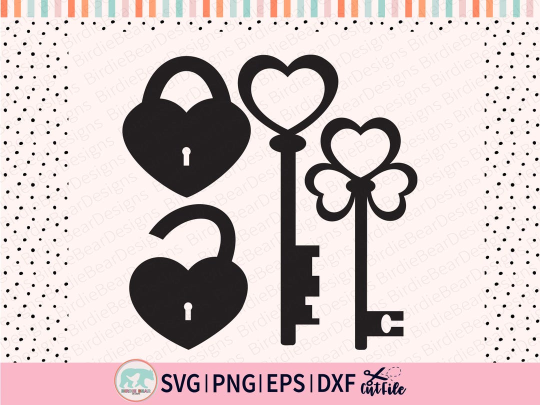 Heart Lock and Key Svg Bundle, Valentines Day Clipart, Heart Keys ...