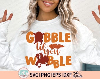 Gobble Til You Wobble Svg - Turkey SVG  - Cute Turkey Svg - Gobble SVG - Turkey Face Svg - Turkey Clipart - Thanksgiving SVG Dxf Png Clipart
