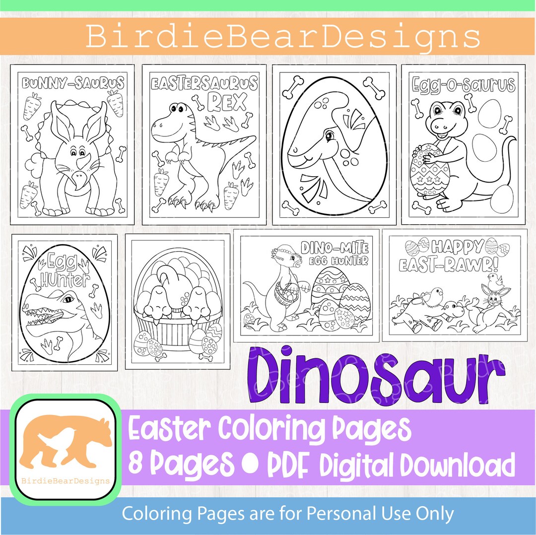 Dinosaur Coloring Page - Easter Coloring Pages - Easter Coloring