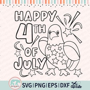 4th of July Coloring Svg, Happy 4th of July Svg, Bald Eagle Svg, Eagle Cut File, Bald Eagle Outline, Kid 4th of July Svg, Coloring Shirt Svg image 5