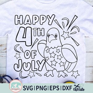 4th of July Coloring Svg, Happy 4th of July Svg, Bald Eagle Svg, Eagle Cut File, Bald Eagle Outline, Kid 4th of July Svg, Coloring Shirt Svg image 4