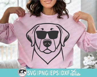 Labrador Svg, Dog with Glasses Svg, Dog Head Outline Svg, Dog Clipart, Labrador Retriever Svg, Chocolate Lab, Black Lab Svg, Dog Breeds Svg