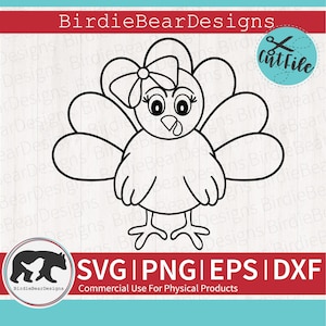 Girl Turkey Svg, Fall Coloring Svg, Cute Turkey Svg, Png, Turkey Outline Svg, Turkey Svg for Kids, Baby Turkey Svg, Dxf, Digital Download