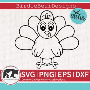Baby Turkey Svg, Fall Coloring Svg, Turkey Outline Svg, Png, Turkey Svg for Kids, Thanksgiving Coloring Svg, Turkey Face Svg, Cute Turkey