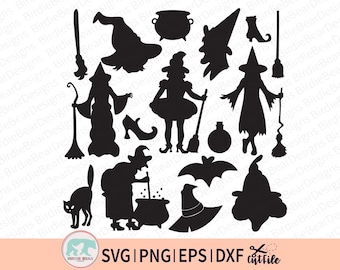 Häxa Svg, Halloween Svg Bundle, Halloween Clipart, Häxa Hatt Svg, Häxkvast Svg, Halloween Häxa, Häxkittel Svg, Häxsilhuett
