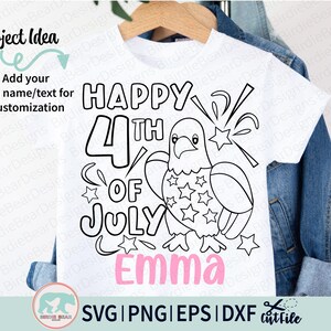 4th of July Coloring Svg, Happy 4th of July Svg, Bald Eagle Svg, Eagle Cut File, Bald Eagle Outline, Kid 4th of July Svg, Coloring Shirt Svg image 2