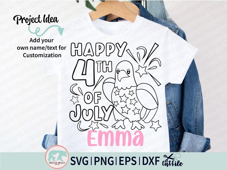 4th of July Coloring Svg, Happy 4th of July Svg, Bald Eagle Svg, Eagle Cut File, Bald Eagle Outline, Kid 4th of July Svg, Coloring Shirt Svg image 2