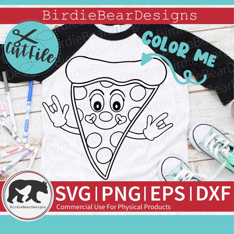 Pizza SVG - Valentines Day Coloring Svg - Pizza Valentine Svg - Pizza Coloring Page - Pizza Slice Svg - Funny Valentine Svg - Pizza Clipart image 2
