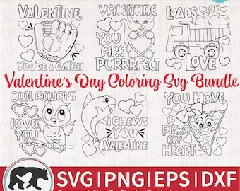 Valentines Day Coloring Svg, Valentines Coloring Shirt Svg, Kids Valentines Svg Bundle, Coloring Page Svg, Png, Cute Valentines Svg, Dxf Eps