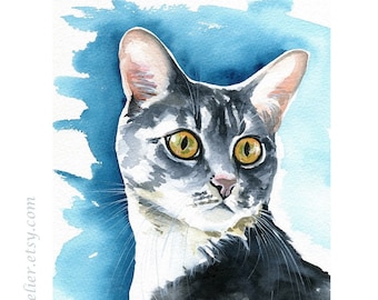 オリジナルリンクスポイントシャム猫水彩画、手作り絵画 - Etsy 日本