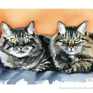 【原画販売】ノルウェージャンフォレストキャットの水彩画 原画販売】ノルウェージャンフォレストキャットの水彩画