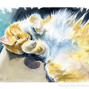 Ginger Katze Aquarell Malerei: Glorious Floof, handgefertigtes Haustier Porträt