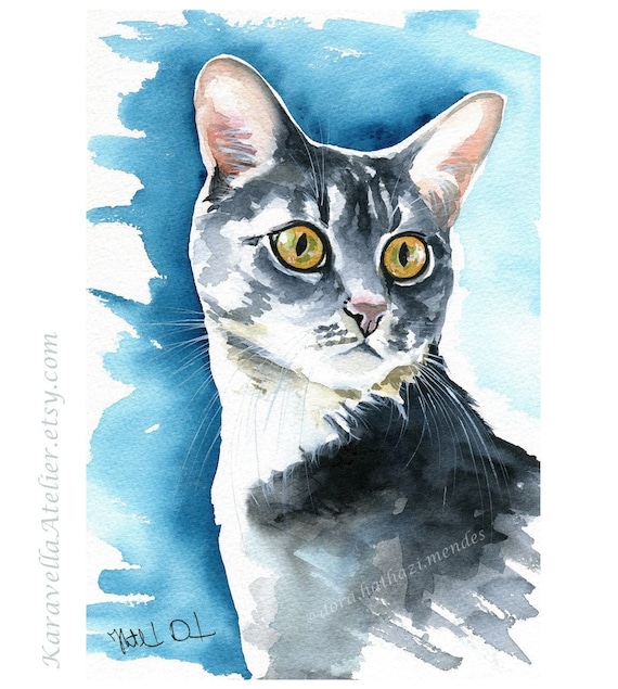 絵画 猫 猫の絵 アンティーク 水彩画 cat art watercolor 猫の絵 312 水彩画 原画 茶トラ スクエアの通販 by yui's shop