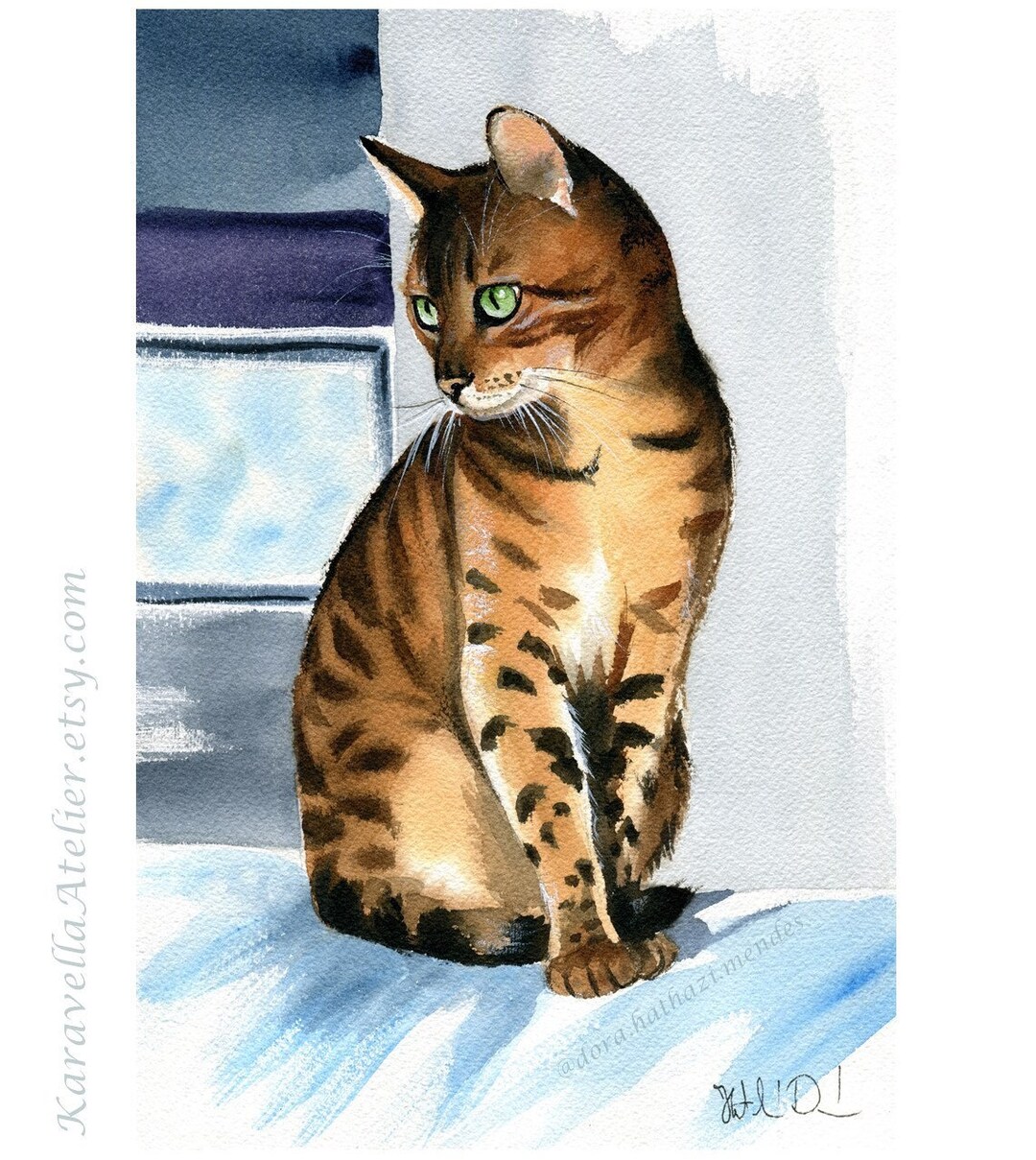 絵画 猫 水彩 ねこ 猫の絵 チャトラ猫 art cat watercolor 猫の絵185 水彩画 原画 茶トラ猫 - メルカリ