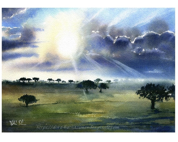 Original Portugal Paintings Alentejo Sunset Alentejo Etsy