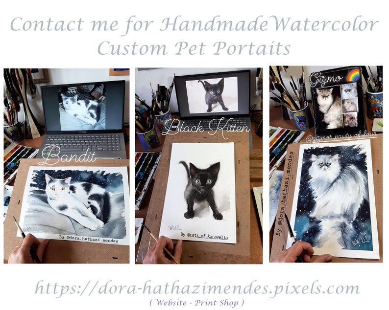 Cat Art Handmade Watercolor Custom Pet Portrait Cat Paintings Pet Portraits Brothers Cat Mom gift For Catlovers Original Cat Painting