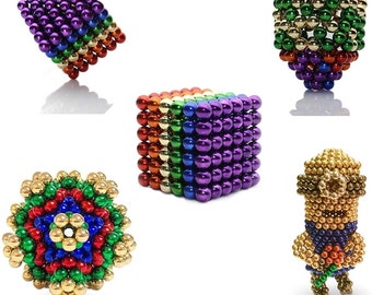 HAWGON Magnetic Balls 5 mm 432 Pcs Multicolor Magnet Ball Cube Fidget Gadget Toys Rare Earth Magnet Office Desk Toy Games Multicolor Beads Stress Relief Toys for Adults Rainbow Color