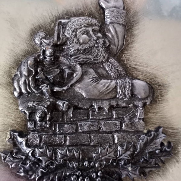 Vintage Metzke Pewter Santa Tin