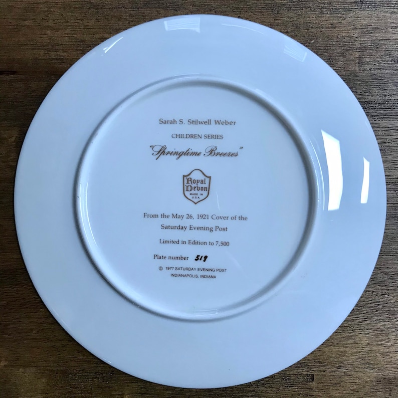 Limited edition Sarah S Stilwell Weber \u201cSpringtime Breezes\u201d limited edition collectors plate.