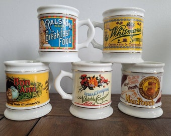 The Corner Store Porcelain Mug 5 piece Collection, coffee mug, tea mug