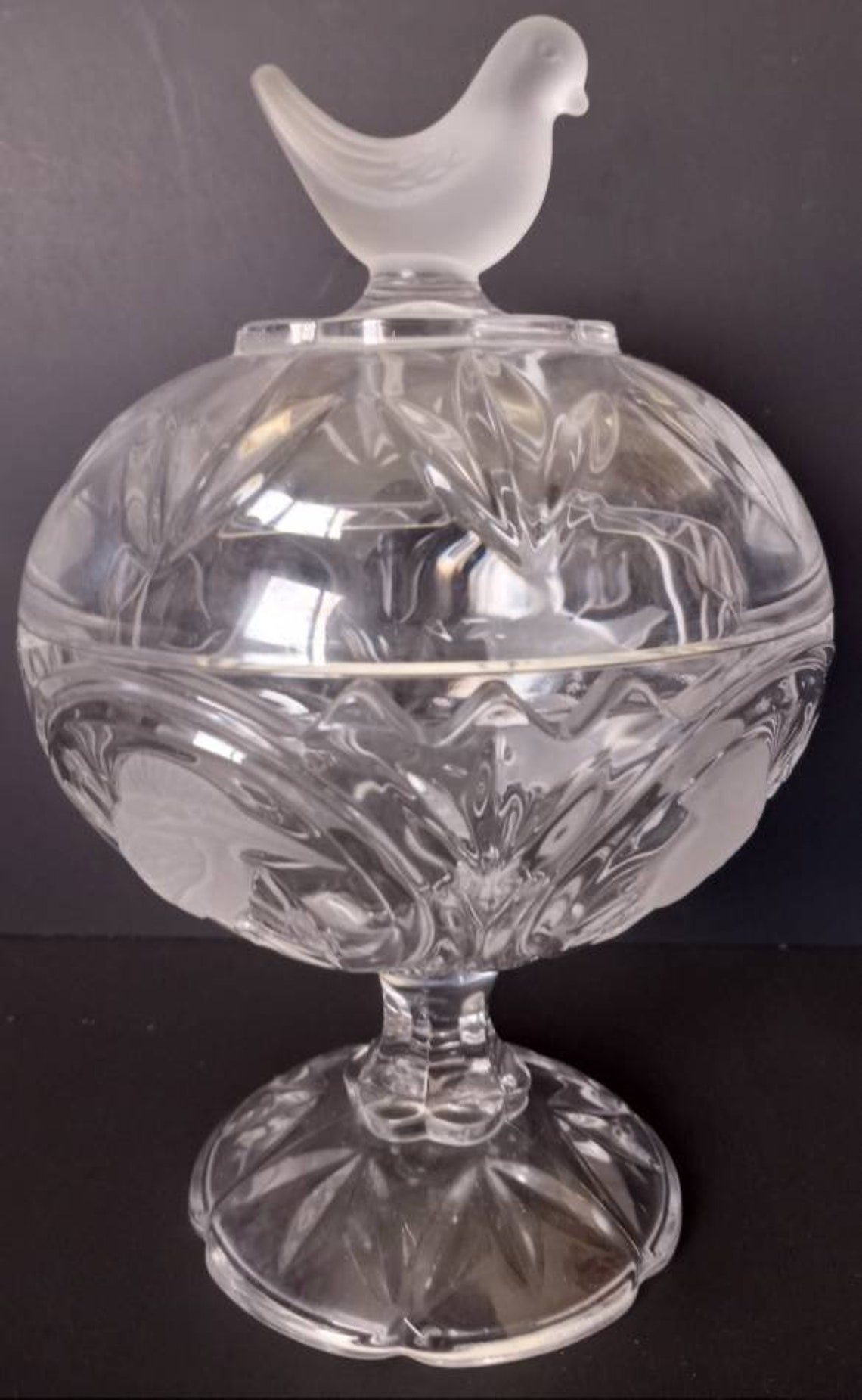 Candy Dish Frosted Bird Themed Etsy