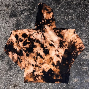 Orange Black Bleach Hoodie, Tie Dye Unisex Pullover, Sweatshirt, Hoodie For All, Fashionable Comfort, Gift for Him or Her