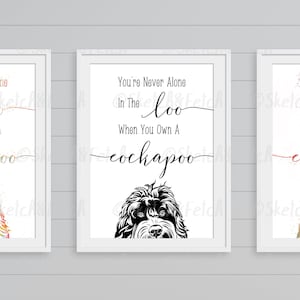 Cockapoo Bathroom Print | Cockapoo Lover | Dog Print | Dog Gift | Dog Illustration | Home Decor | Bathroom Print |Cockapoo Loo 62