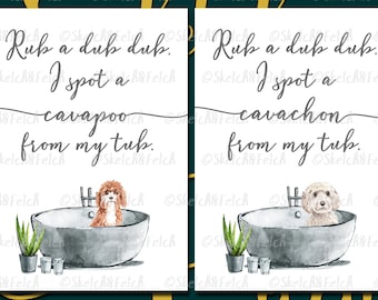 Hund in Wanne Poster | Badezimmer Dekor, jede Rasse