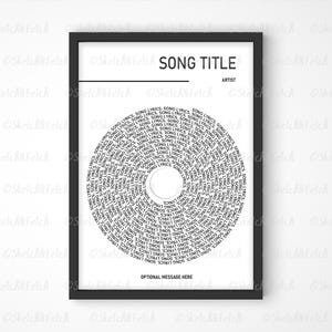 Customised Song Lyrics Print | Personalised Vinyl Image | Wedding / Favourite Song | Personalised Print