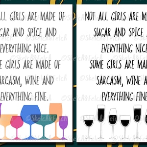 Funny Poem Print | Girls | Wine Lover | Wall Print | Home Decor | Funny Rhyme Poster | Wine Girls 65