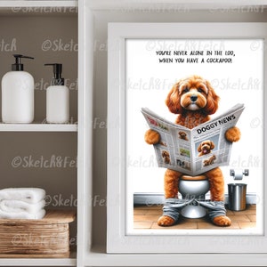 Impression de salle de bains Cockapoo/Cavapoo drôle | Cadeau pour amoureux des chiens