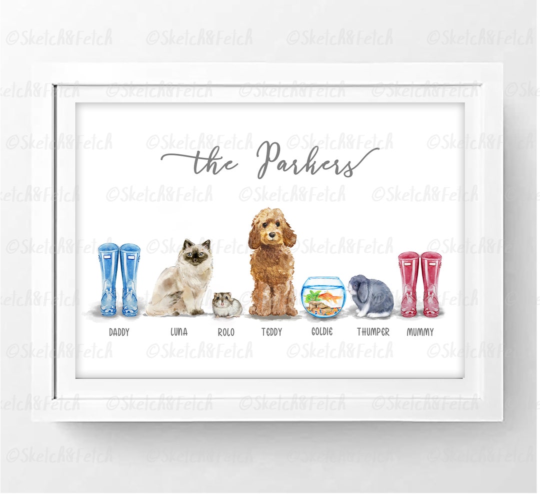 Personalised Pet & Family Print Pets Personalised Image Pet Print