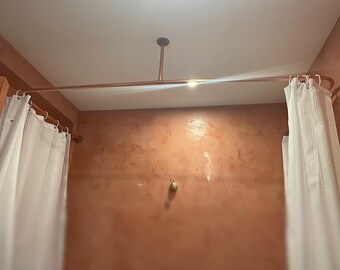 Bastone per tenda da doccia minimalista in rame per la vasca da bagno, realizzato su misura